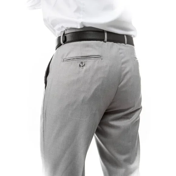 Azzuro Men's 3-Pack of Light Grey Dress Pants (Unhemmed/Open Bottom)